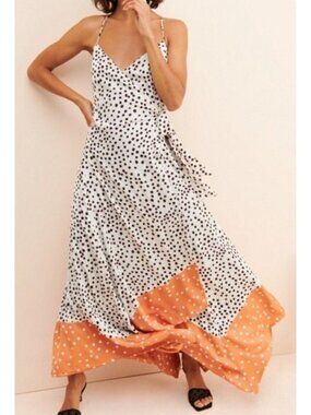 Azulu Luanda Wrap Dress Maxi Boho Chic Casual Summer Polka Dot Womens 2